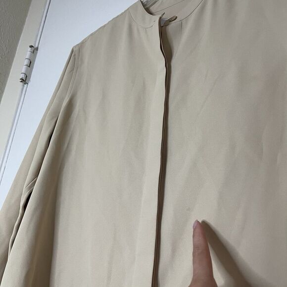 EQUIPMENT beige button down long sleeve blouse top size medium - Picture 2 of 7